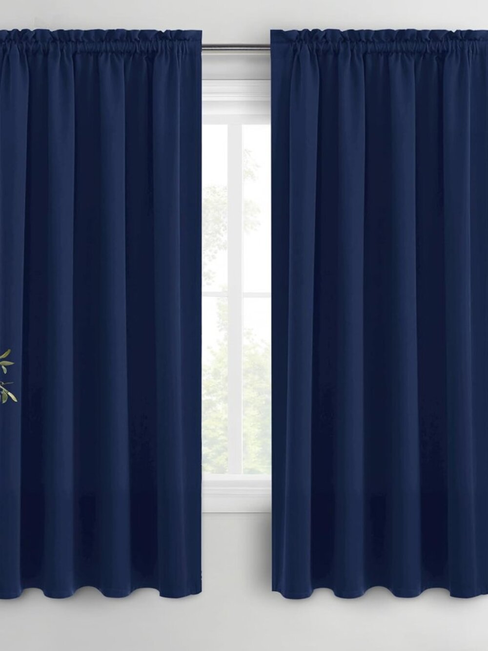 Blackout Curtains for Bedroom 42 x 63 Inch Long Navy Blue 2 Panels